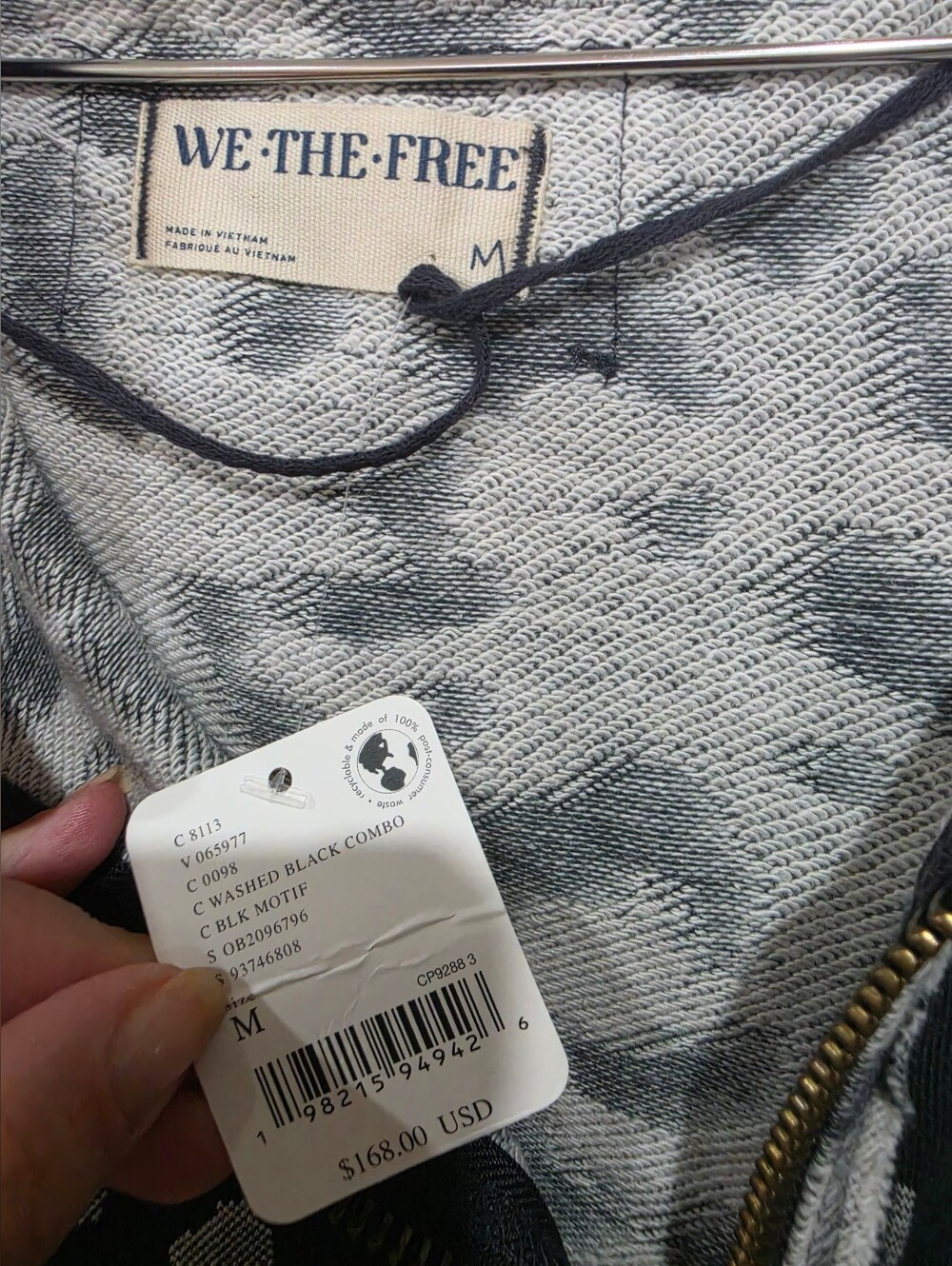 We The Free Meow Oversized Hoodie by Free People M NWT In Washed Black Combo - Picture 8 of 10